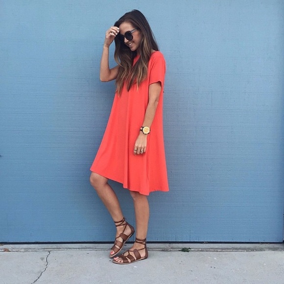 coral swing dress